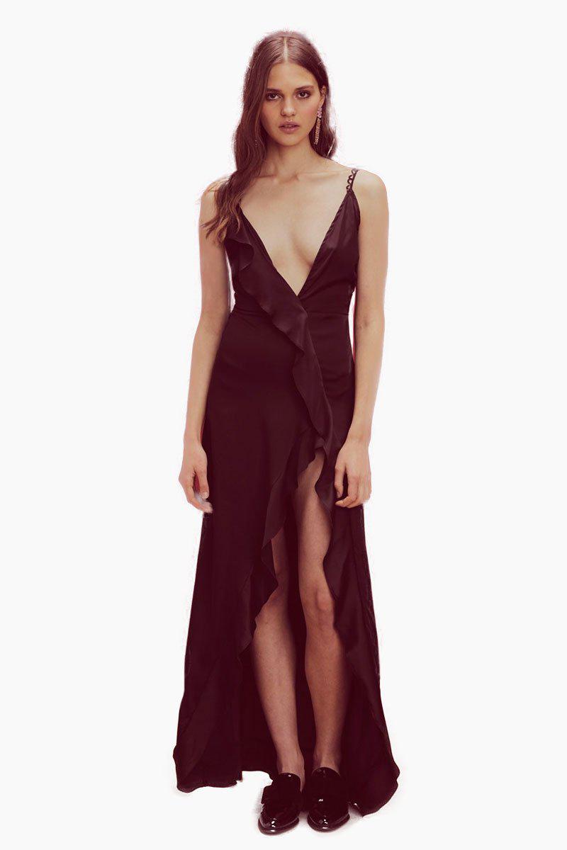 isabella ruffled maxi dress