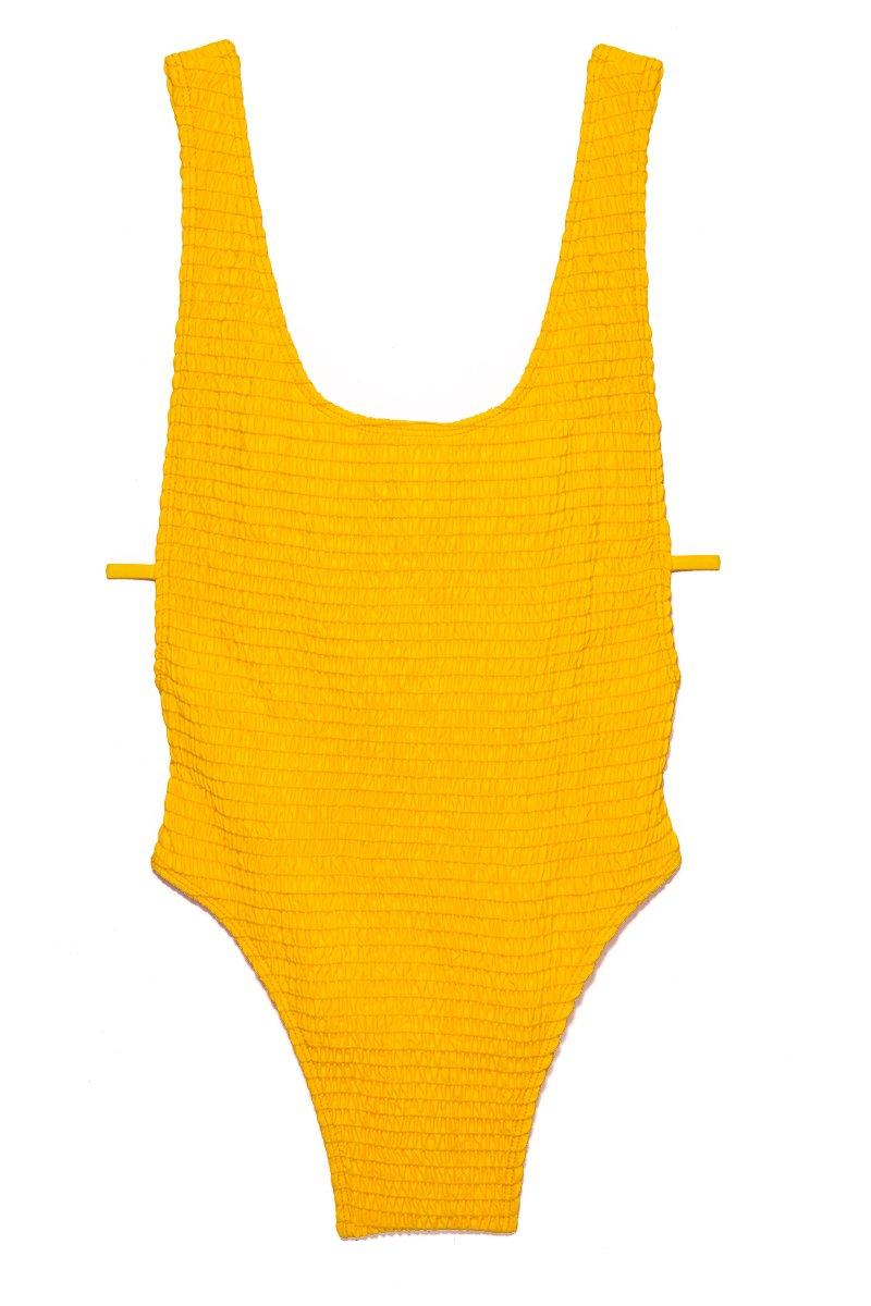 Ellejay Women`s Swimwear Thais One Piece Orange Textured Bathing Suit NWT