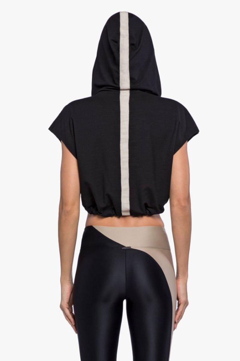 black hooded crop top
