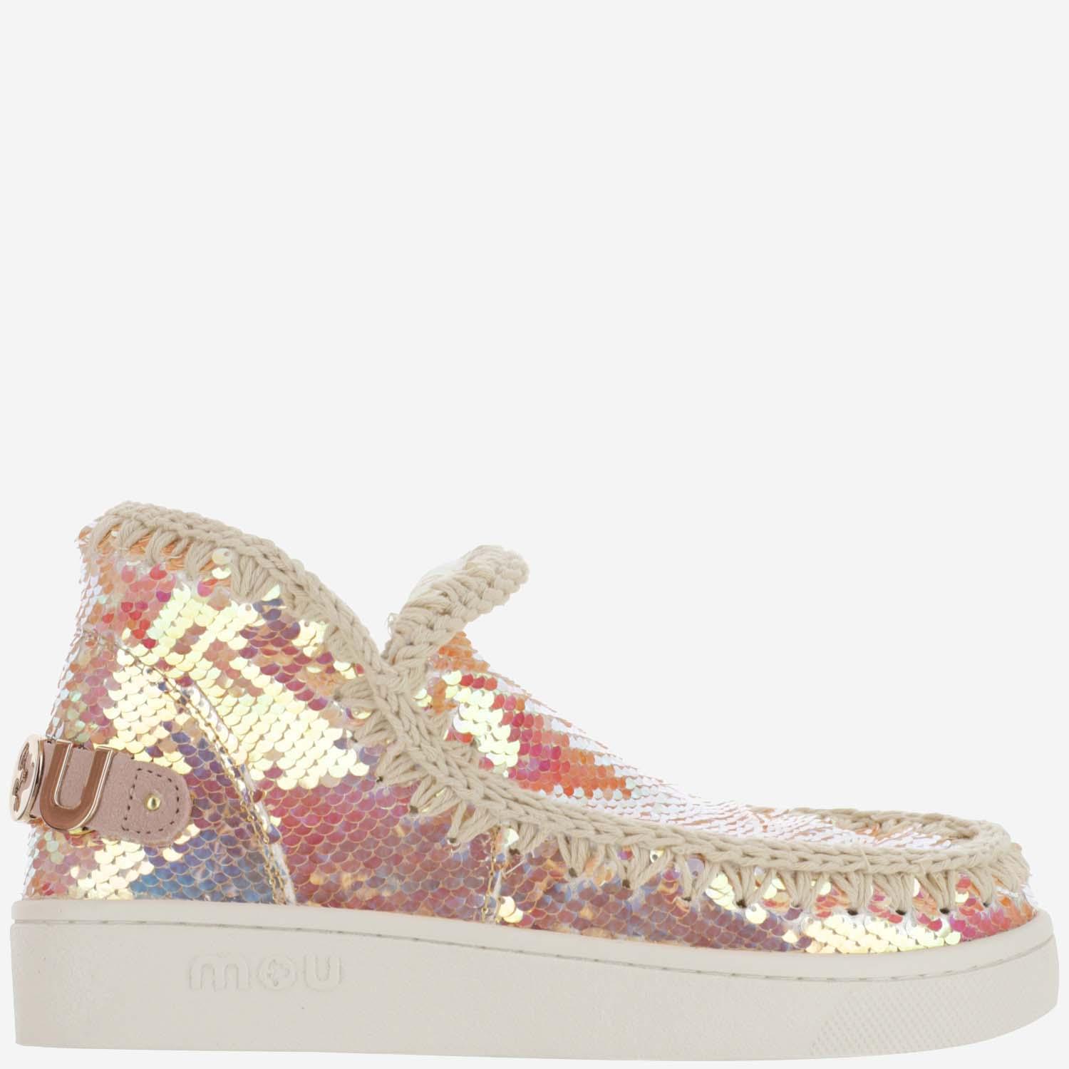 Mou Cotton Summer Eskimo Sneaker With Sequins in Pink | Lyst