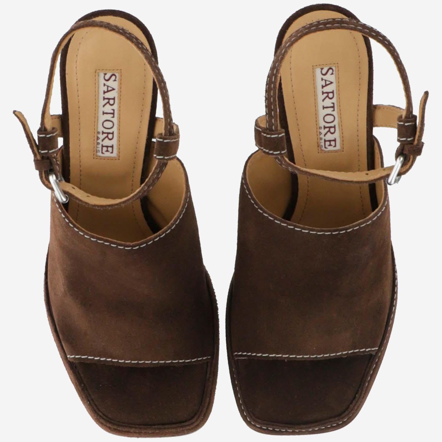 Sartore Leather Mustang Sandal in Brown | Lyst