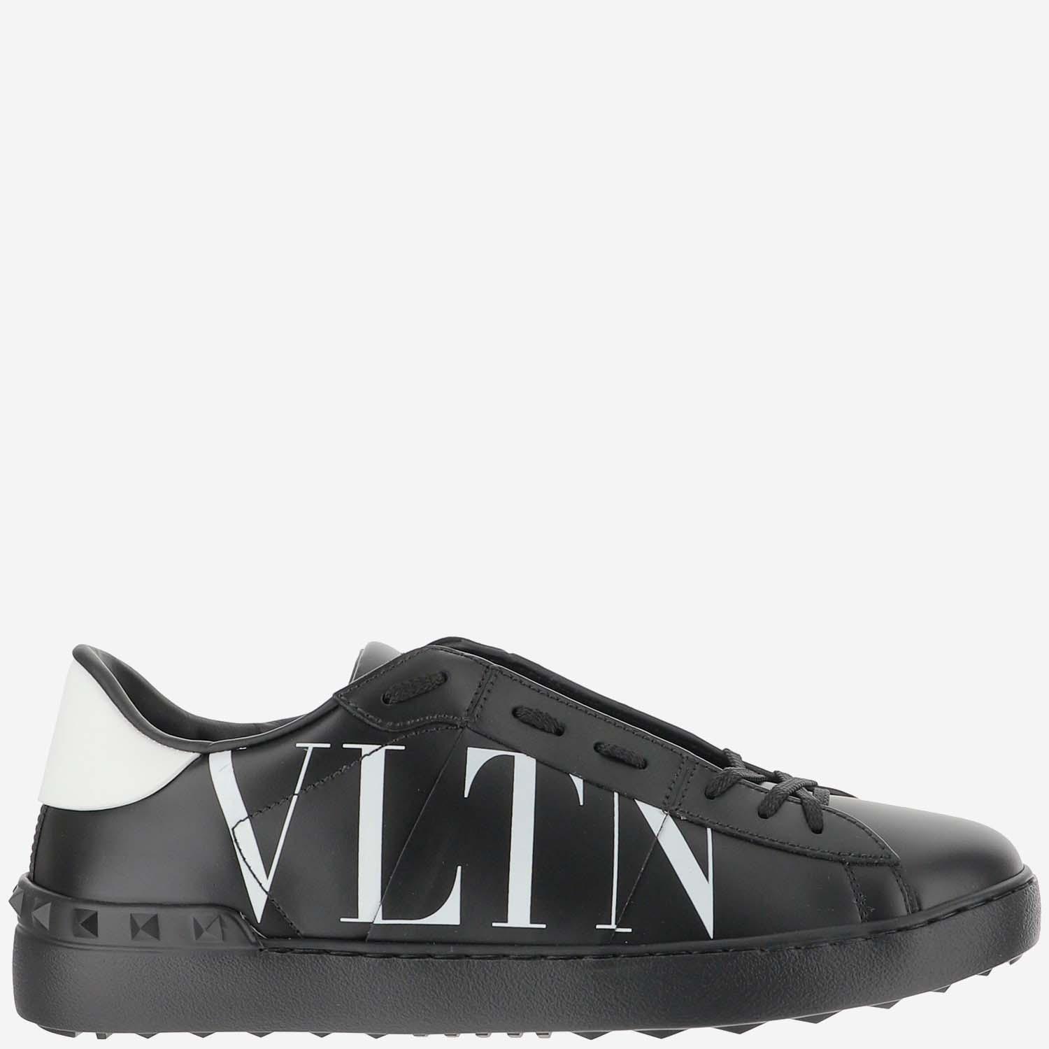 Valentino Garavani Leather Open Sneaker With Vltn Print in Black for ...