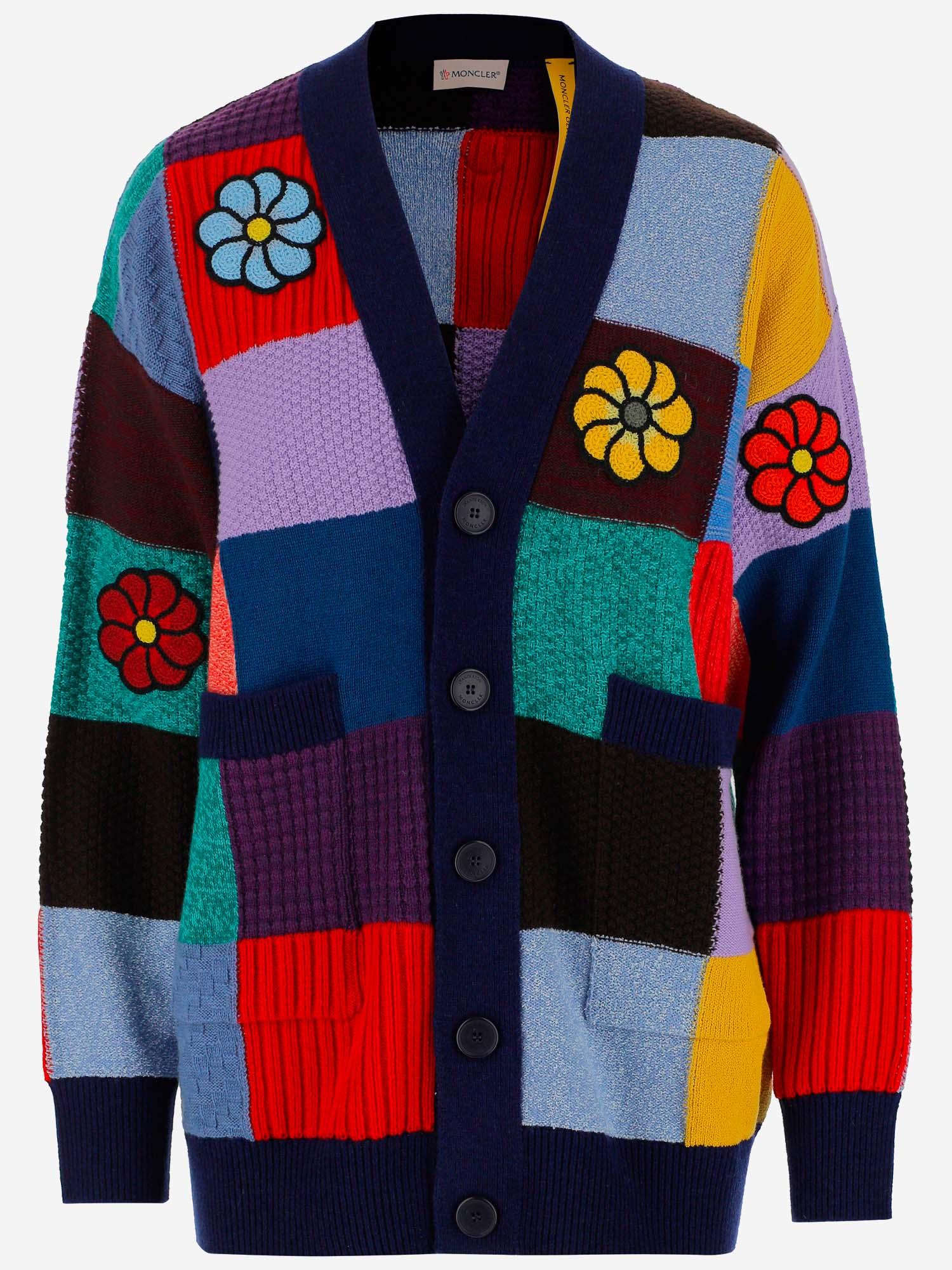 Moncler X Jw Anderson Patchwork Pattern Cardigan in Red | Lyst