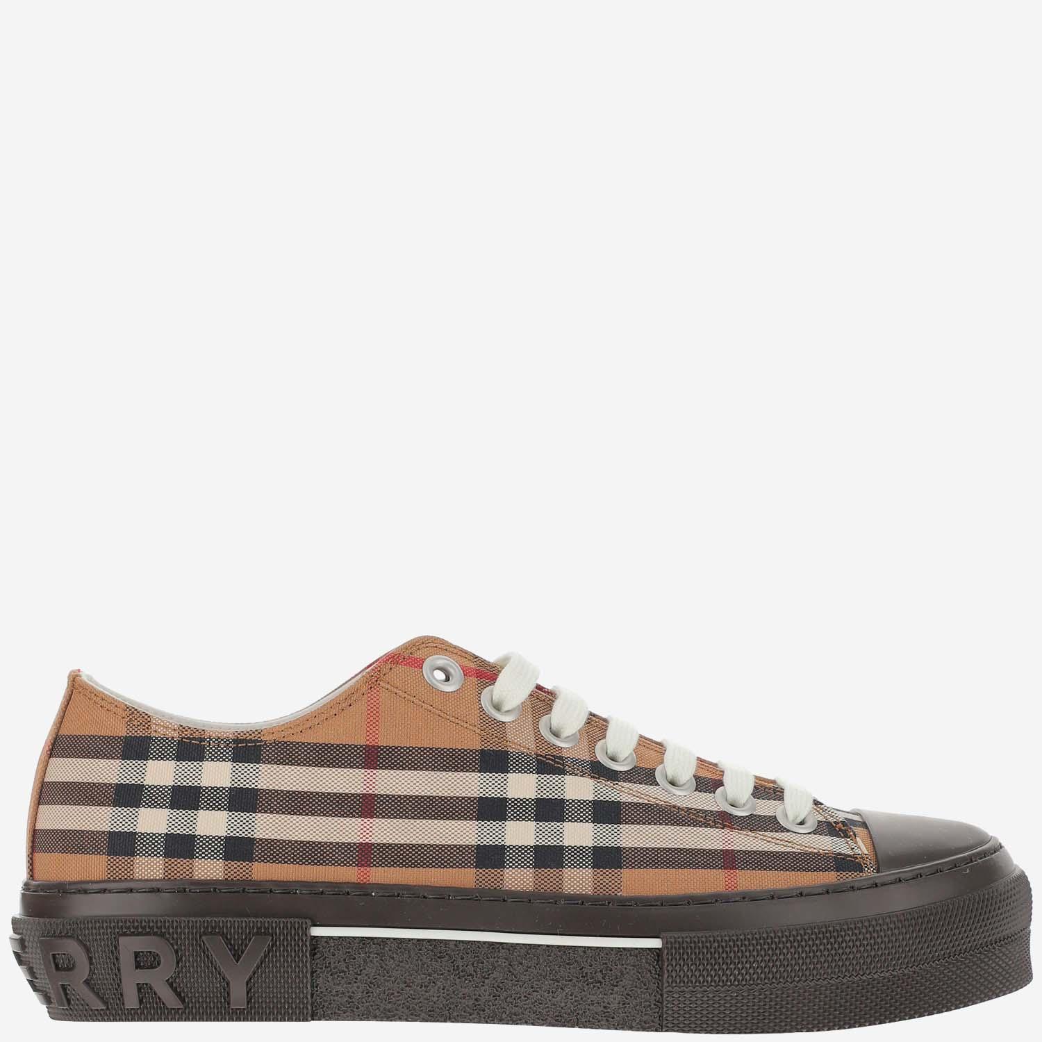 Burberry Jack Canvas Check Sneakers in Brown for Men | Lyst