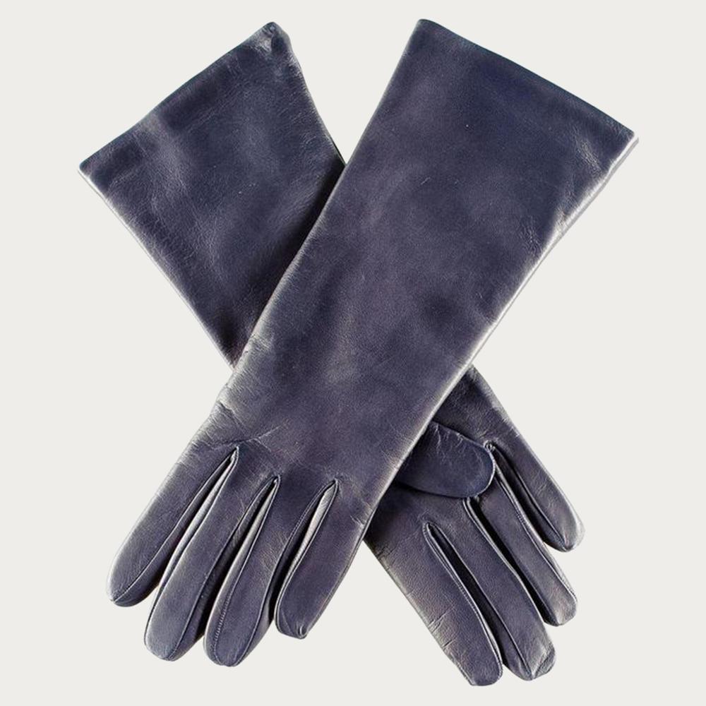 Black Midnight Navy Blue Leather Gloves With Cashmere Lining | Lyst