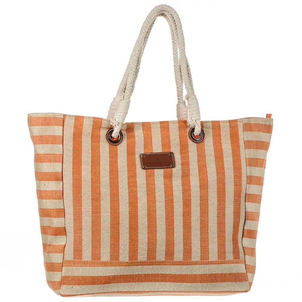 Black.co.uk Synthetic Agonda Orange Striped Hessian Beach Bag in Brown ...