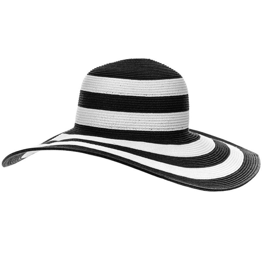 black and white striped beach hat