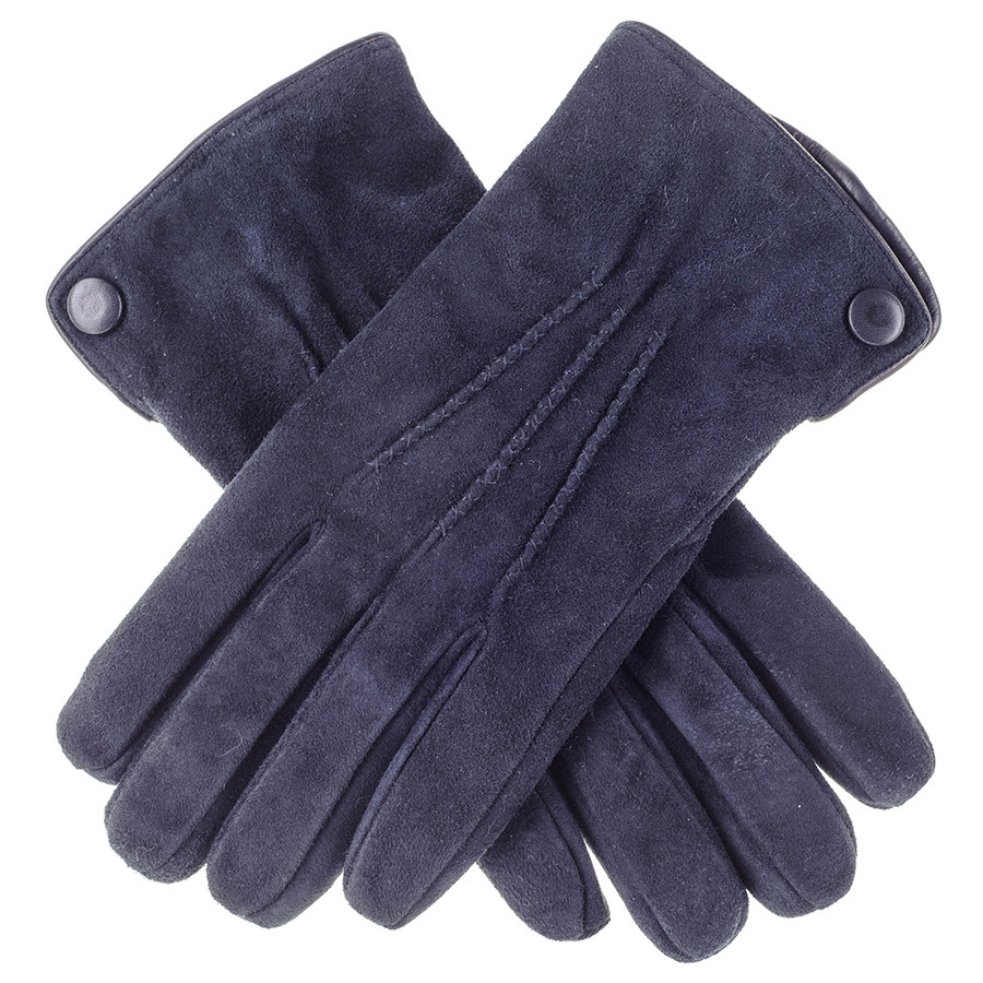 Black.co.uk Navy Blue Suede Gloves With Cashmere Lining in Blue for Men