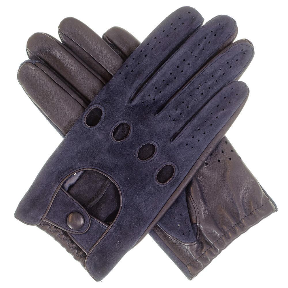 Black Men's Navy Suede And Leather Driving Gloves in Blue for Men Lyst