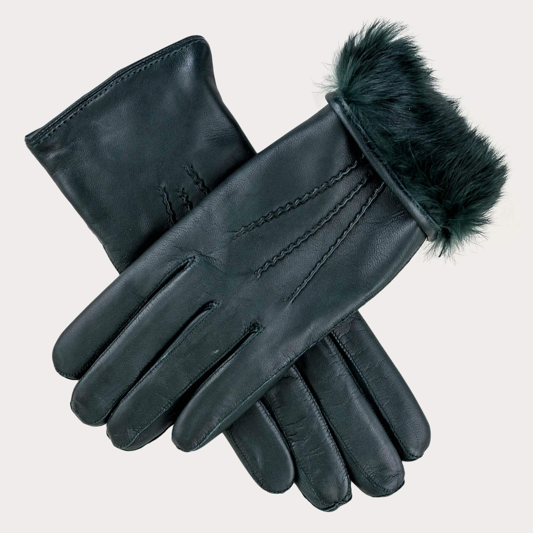 Women's rabbit sale lined leather gloves