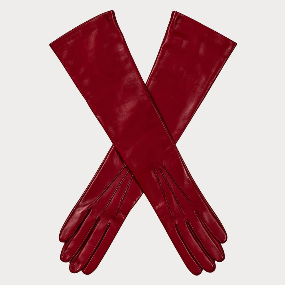 Black Long Red Silk Lined Leather Gloves Lyst UK