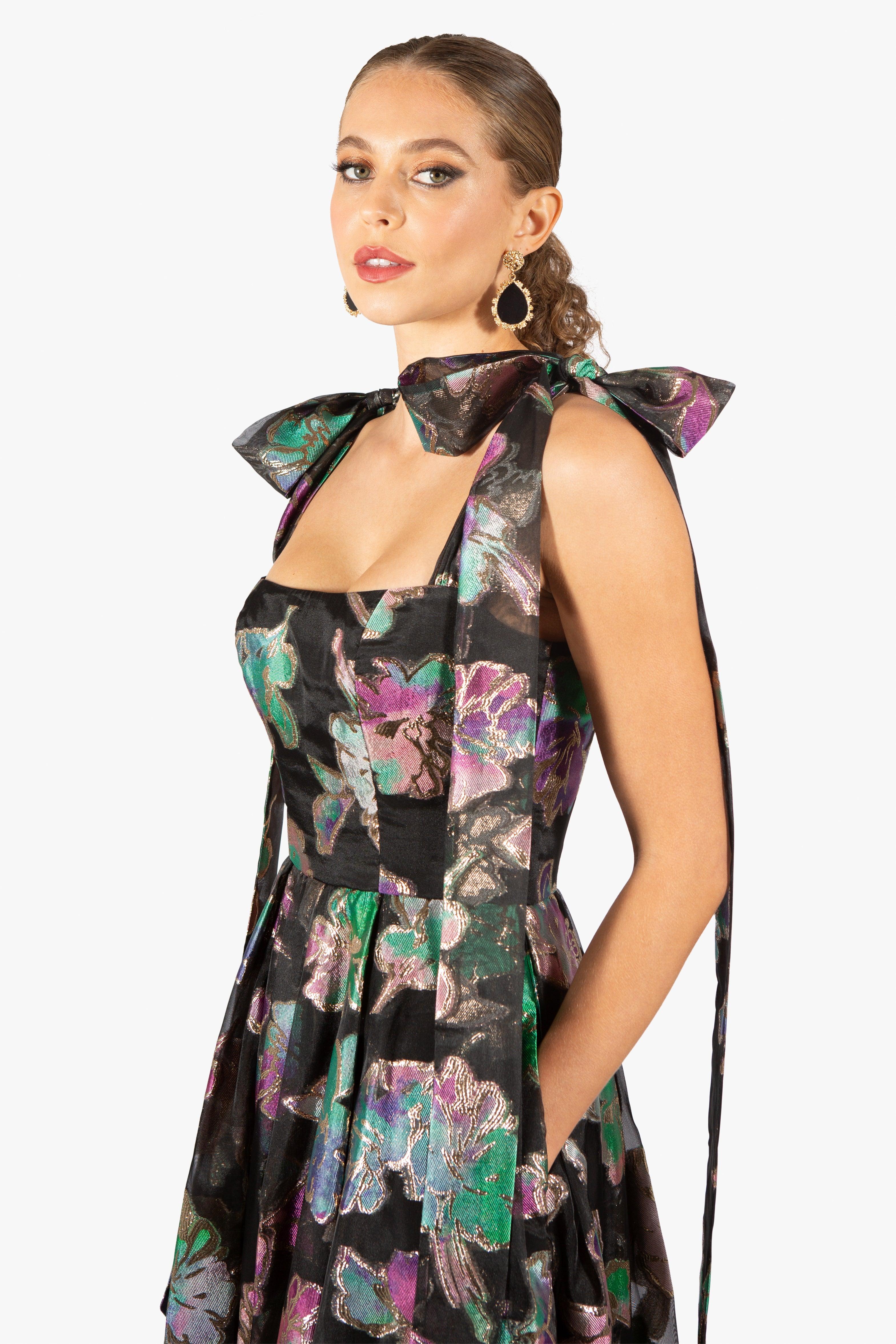 Black halo floral dresses hot sale