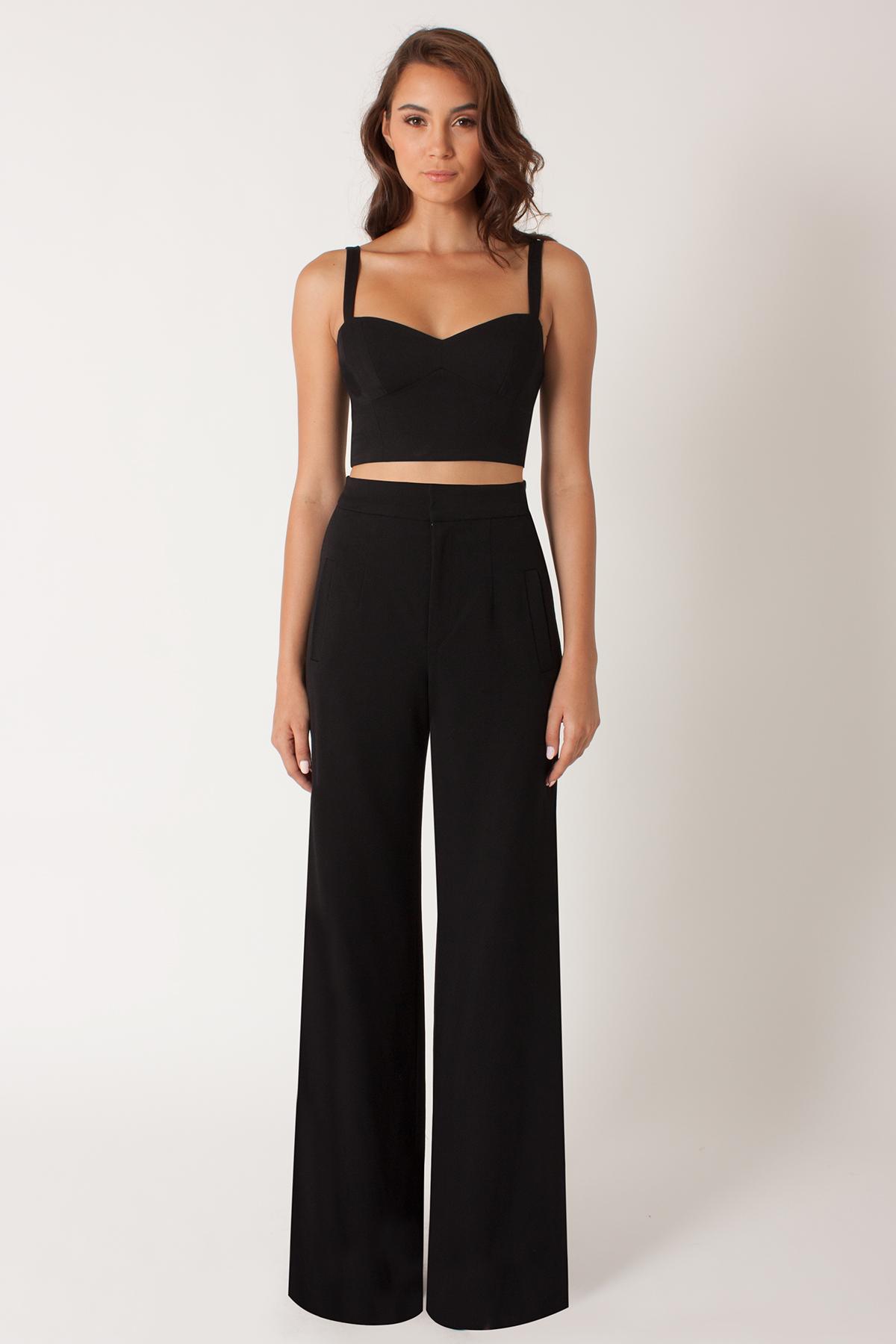 TWO PIECE FLARED JUMPSUIT - Black