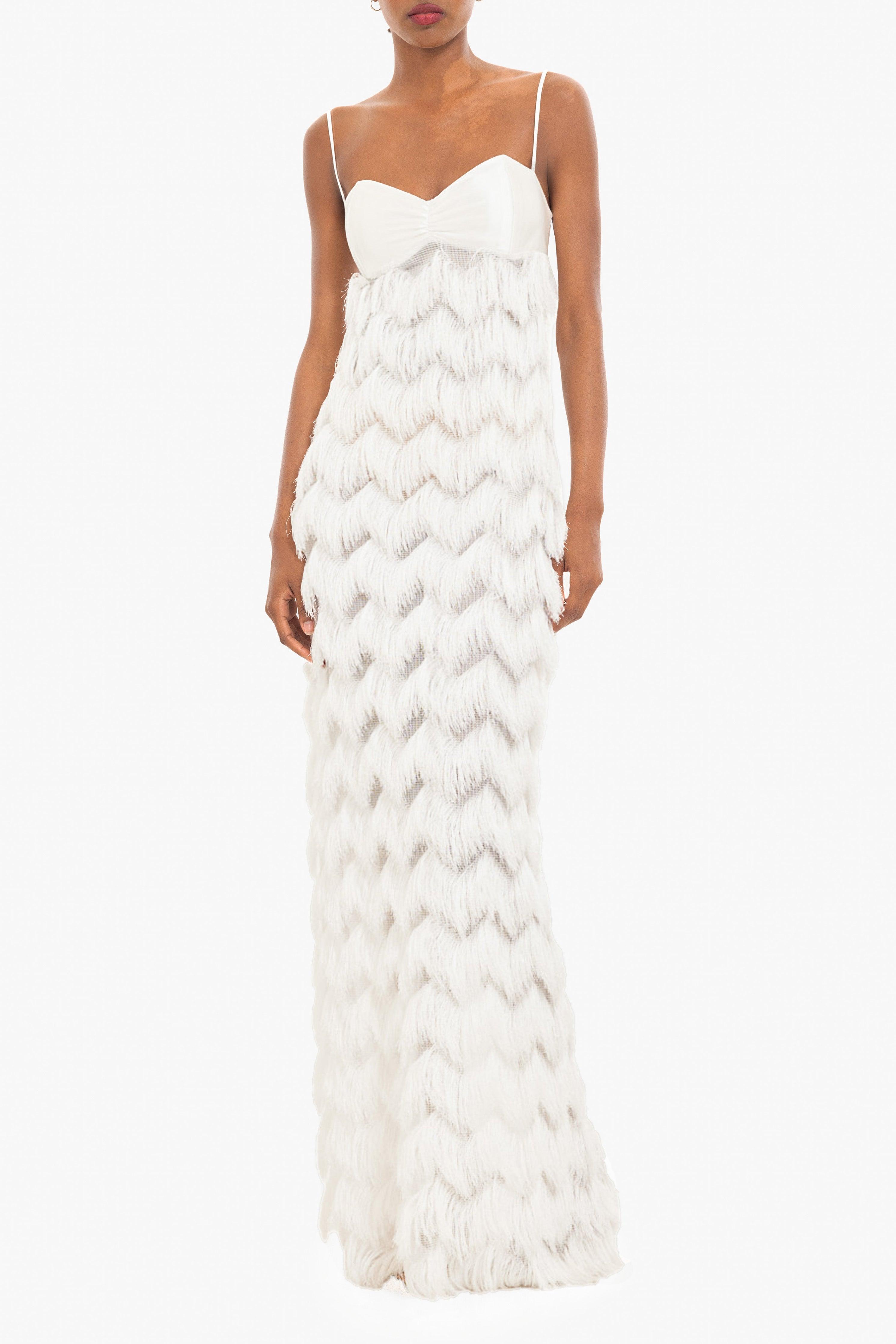 Black Halo Berri Maxi - Fringe in White | Lyst