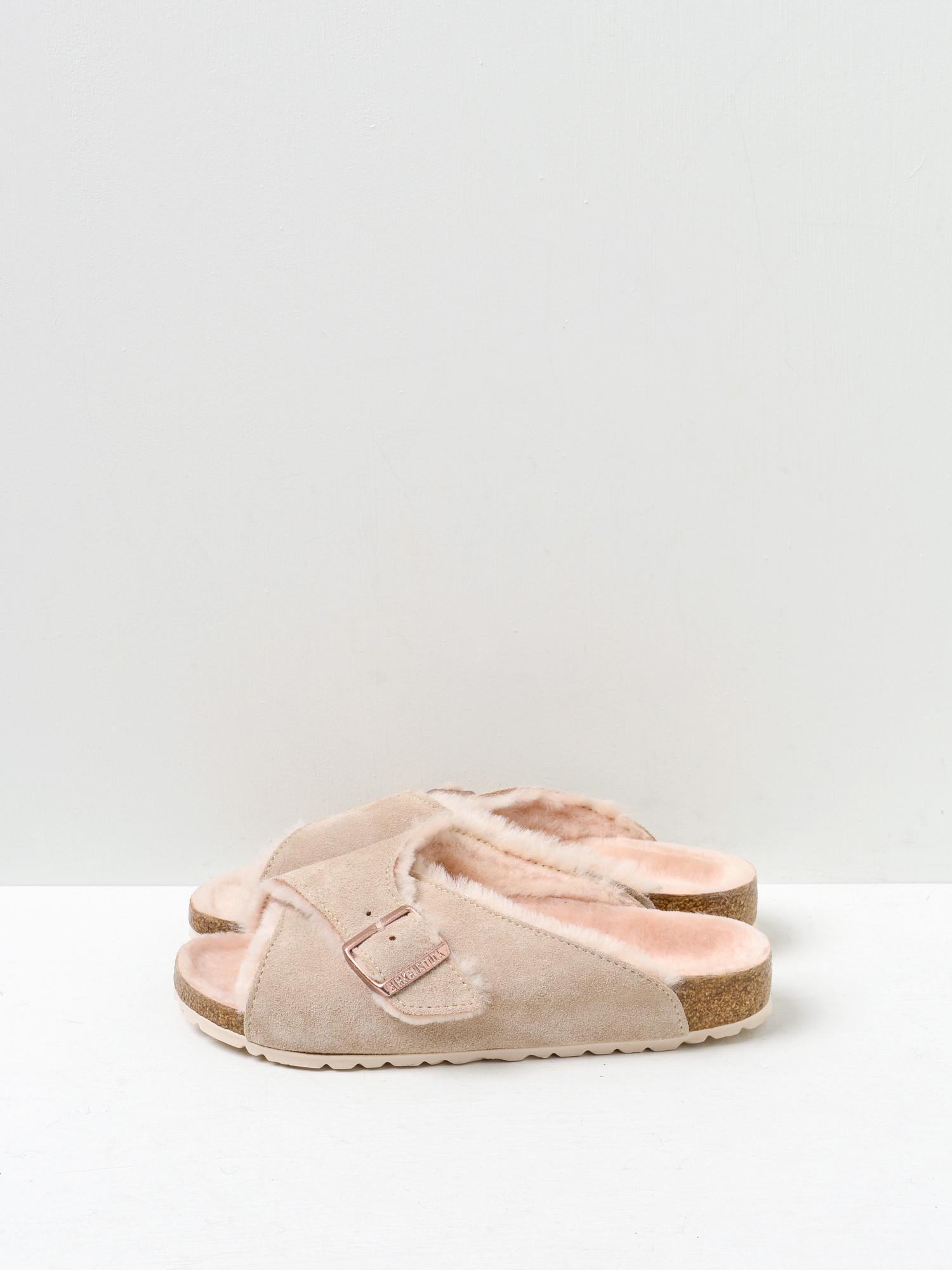 Birkenstock Leather Arosa Shearling Nude/nude in Natural | Lyst