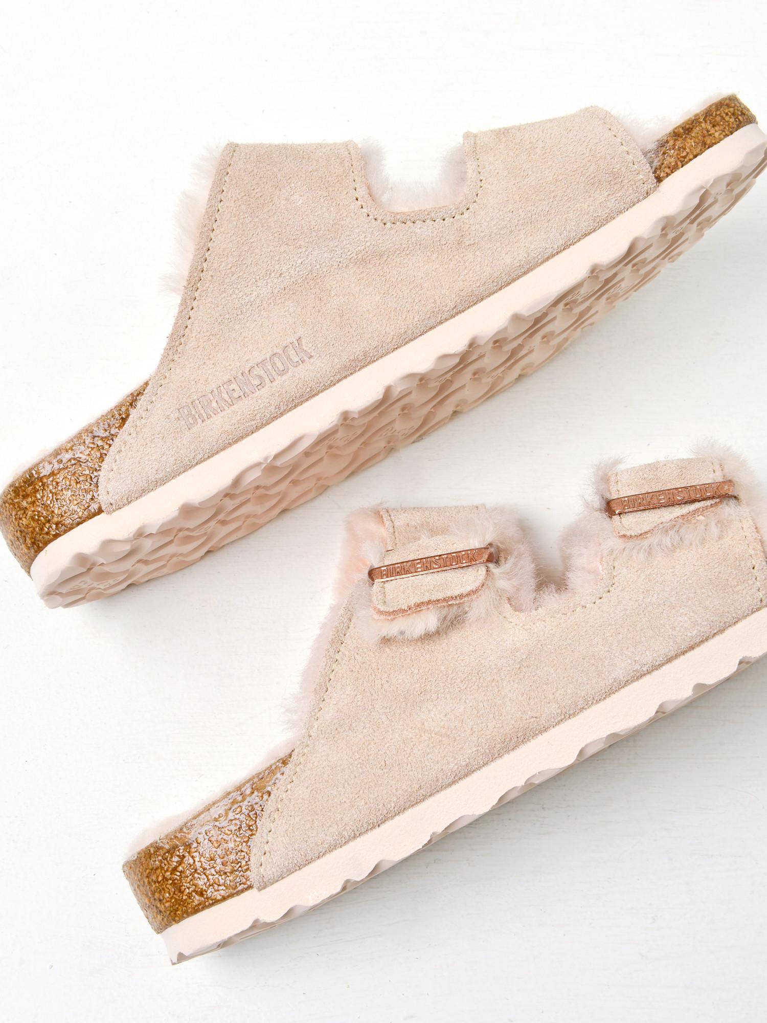 shearling birkenstocks nude