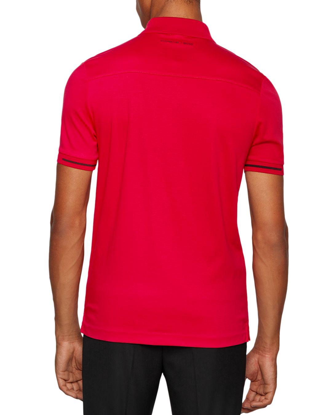 BOSS by HUGO BOSS Cotton Slim Fit Porsche Polo in Red for Men | Lyst Canada