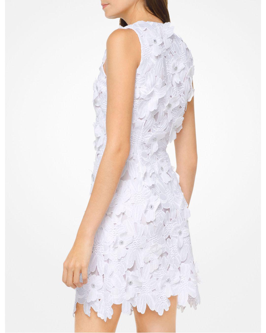 MICHAEL Michael Kors Floral Applique Lace Dress in White | Lyst