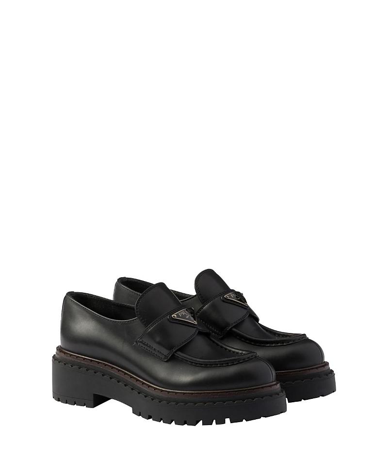 PRADA ブラックレザー 厚底ローファー PRADA 厚底 ブラックレザー ローファー