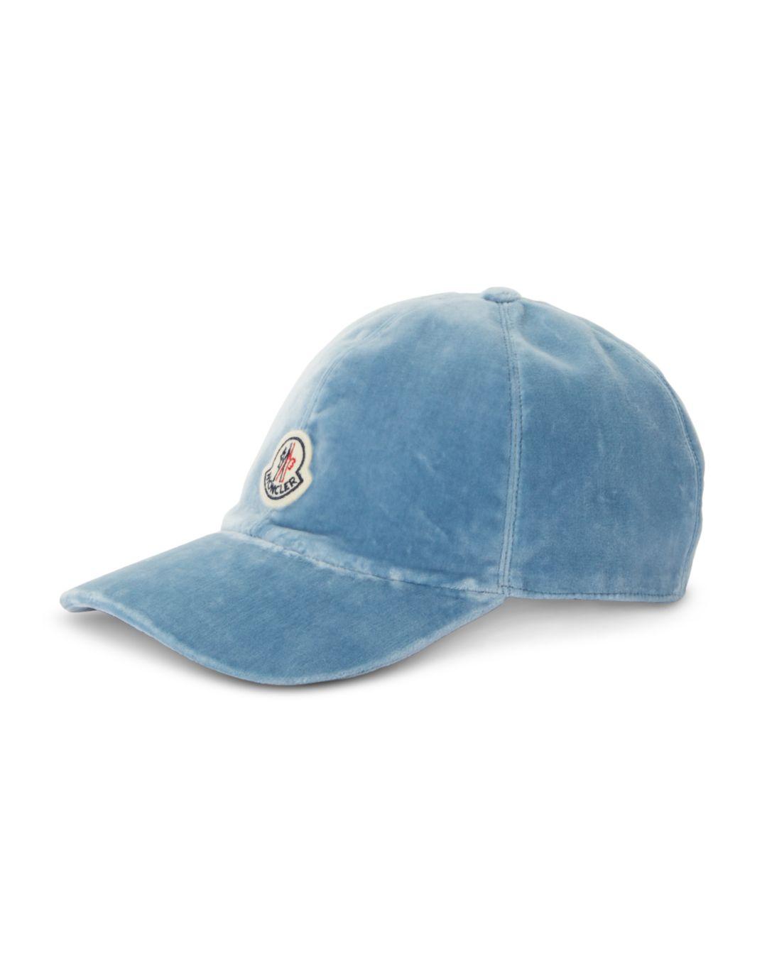 Moncler Cotton Logo Baseball Cap in Blue | Lyst