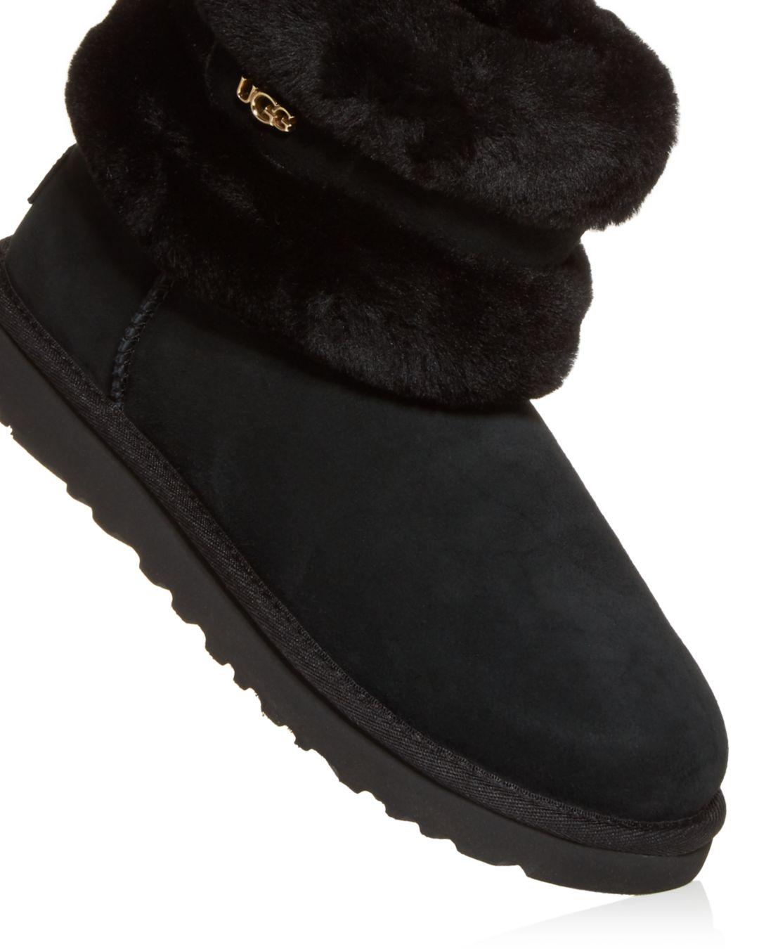 UGG Suede W Fluff Mini Quilted Black | Lyst