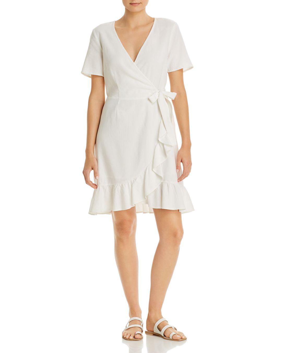 Vero Moda Linen Faux - Wrap Dress in White - Lyst