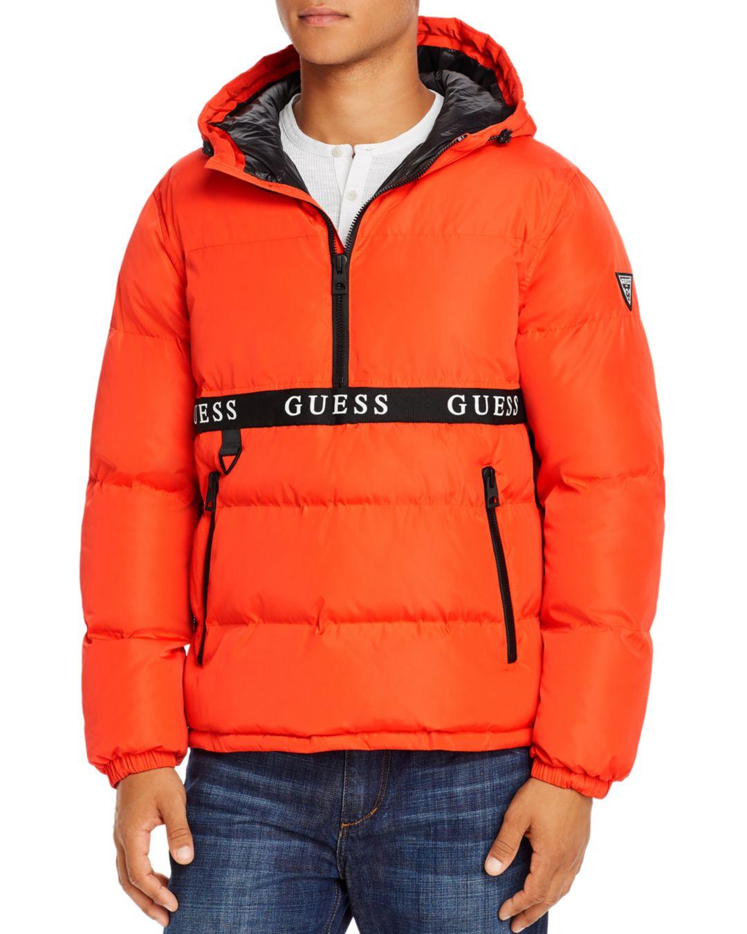 Guess Synthetic Popover Half - Zip Regular Fit Jacket in Orange 