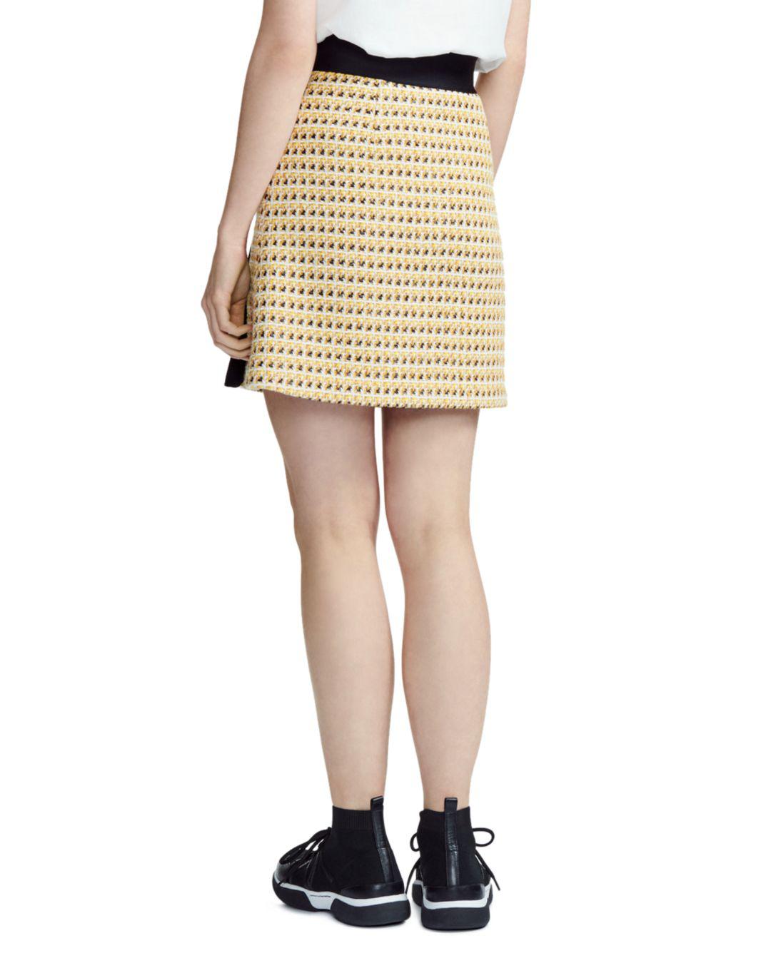 Maje Jisidore Tweed Skirt in Yellow | Lyst