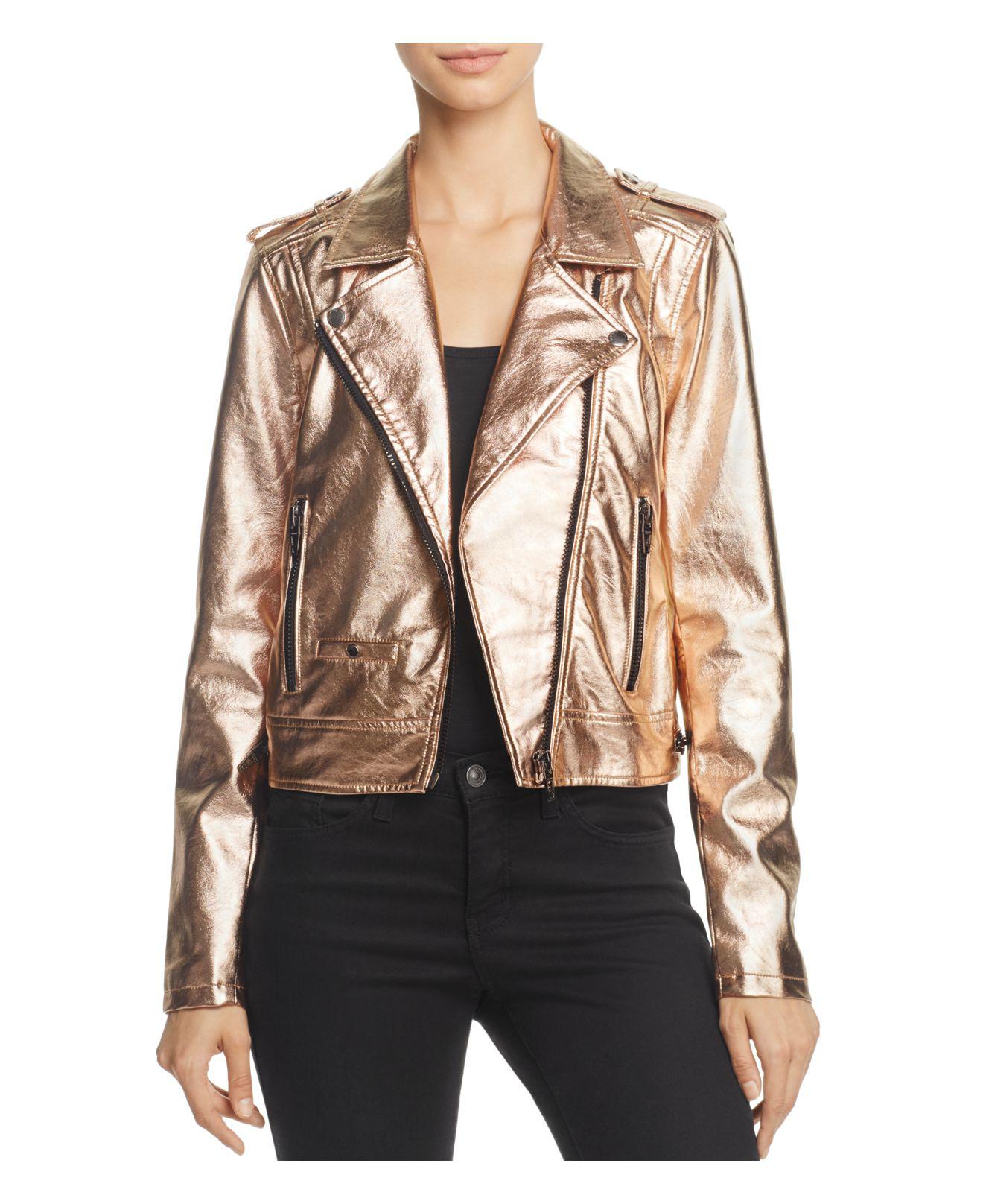 Blank Nyc Metallic Faux Leather Moto Jacket In Lyst Gallery Previously Sold At Bloomingdale S Women Anorak Jackets