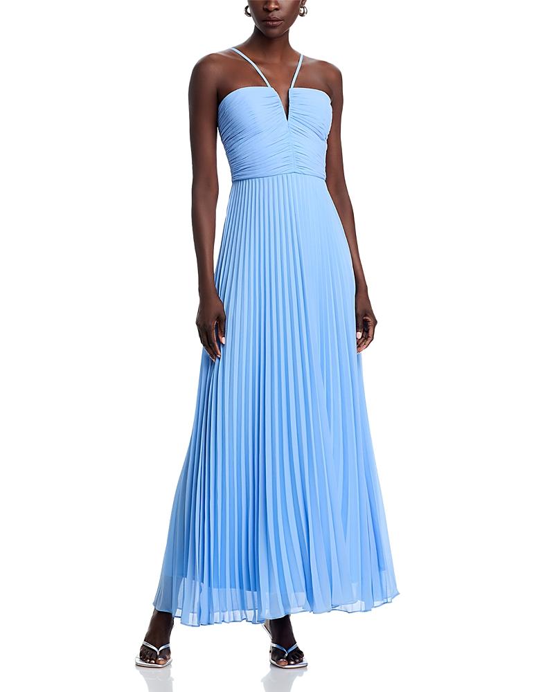 Aqua V Neck Chiffon Dress in Blue | Lyst