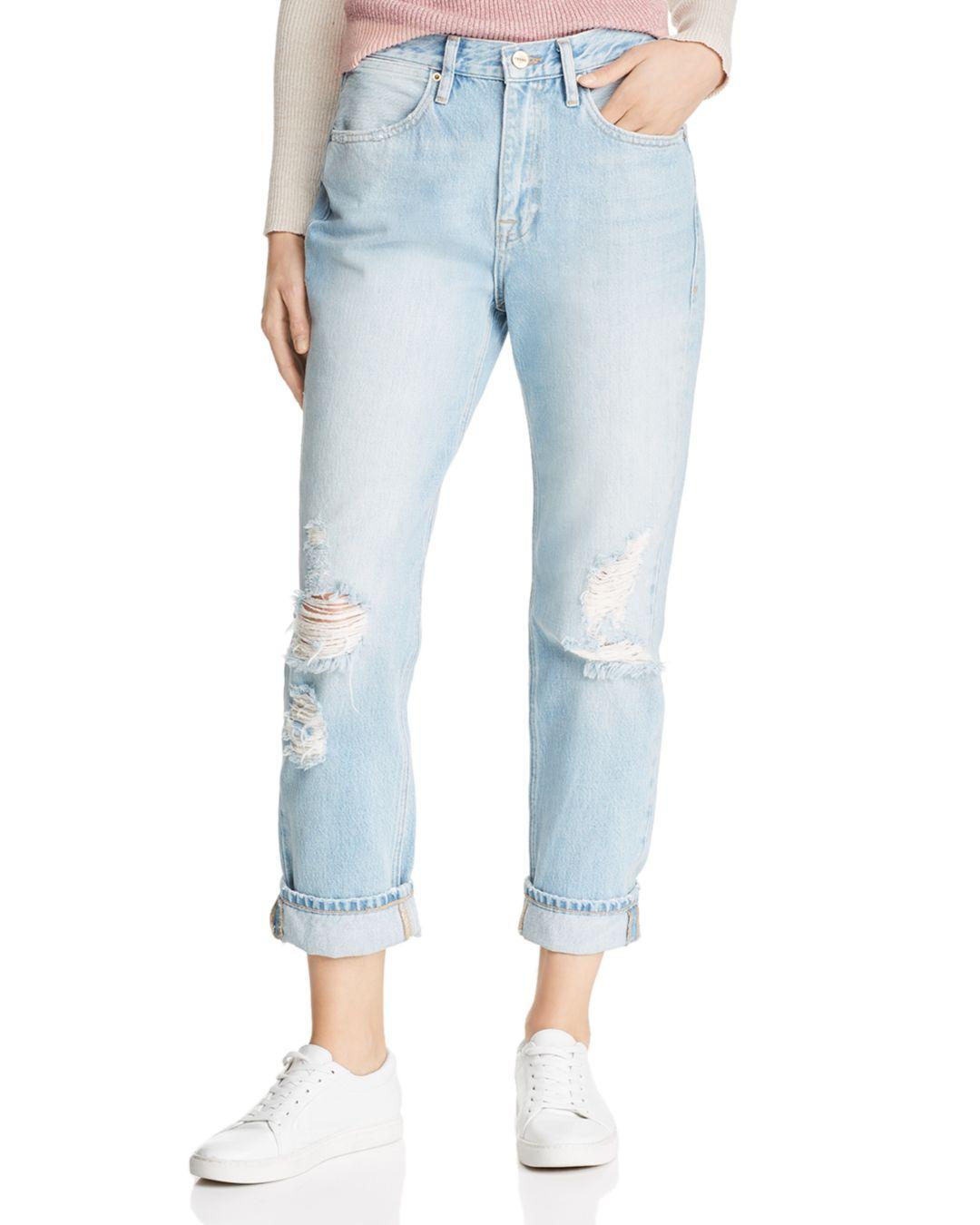 cuffed straight leg jeans