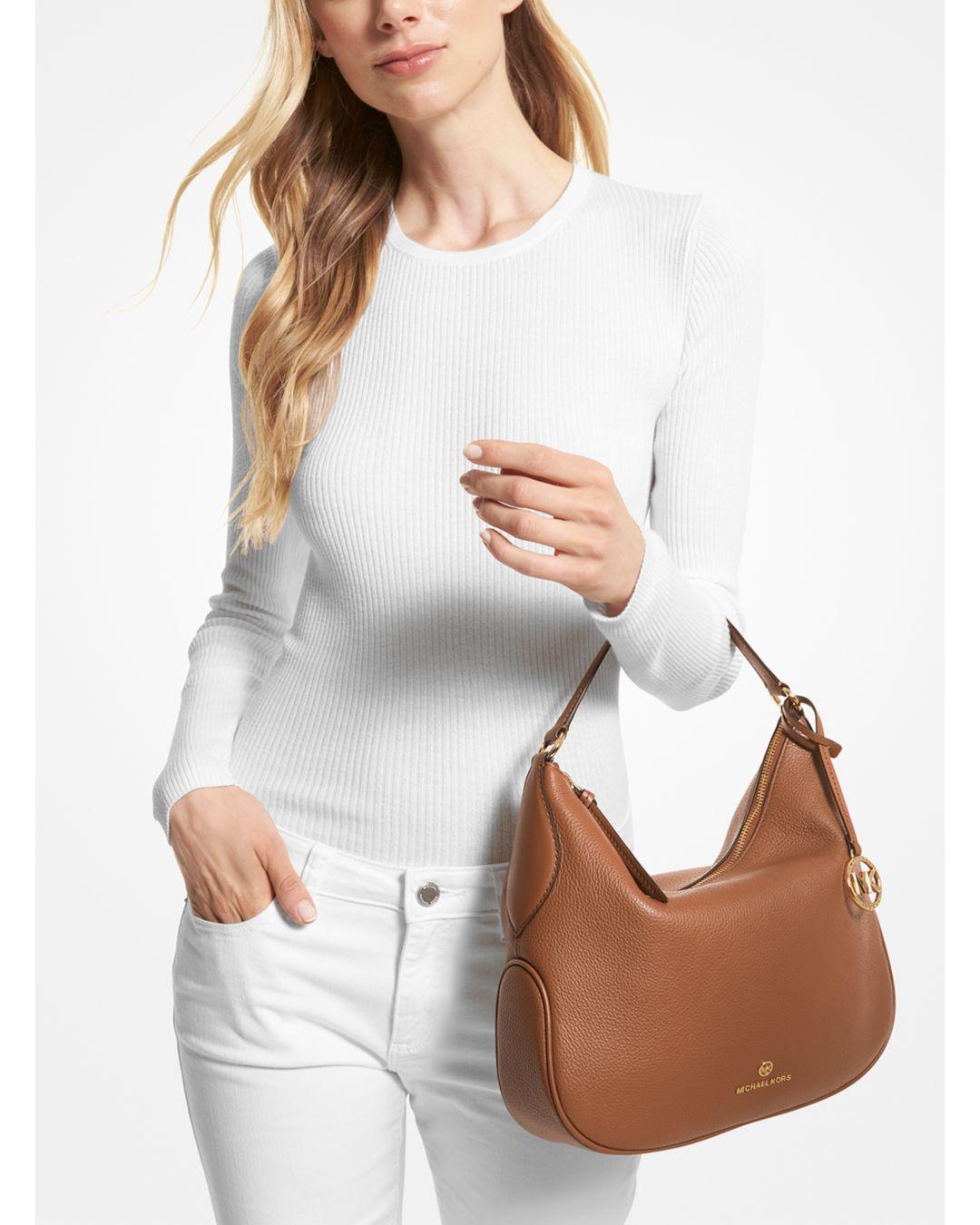 MICHAEL Michael Kors Kelsey Large Leather Hobo Bag in Brown | Lyst