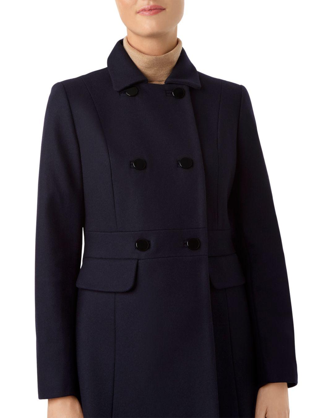 Hobbs Wool Corrine Double - Breasted Coat in Navy (Blue) - Lyst