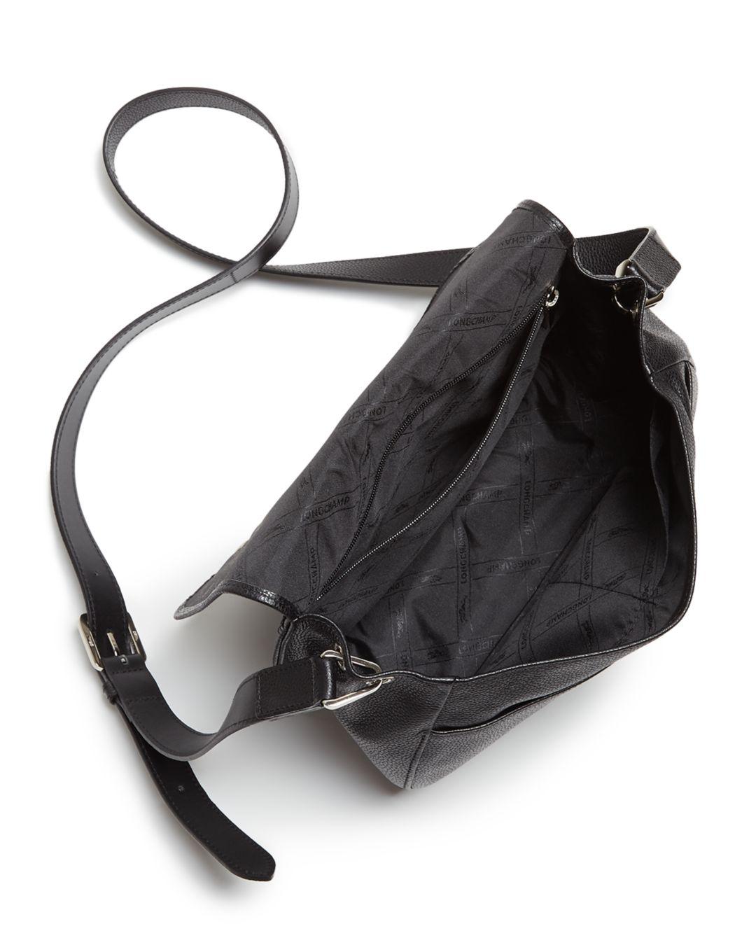 Longchamp Le Foulonne Leather Saddle Bag in Black | Lyst