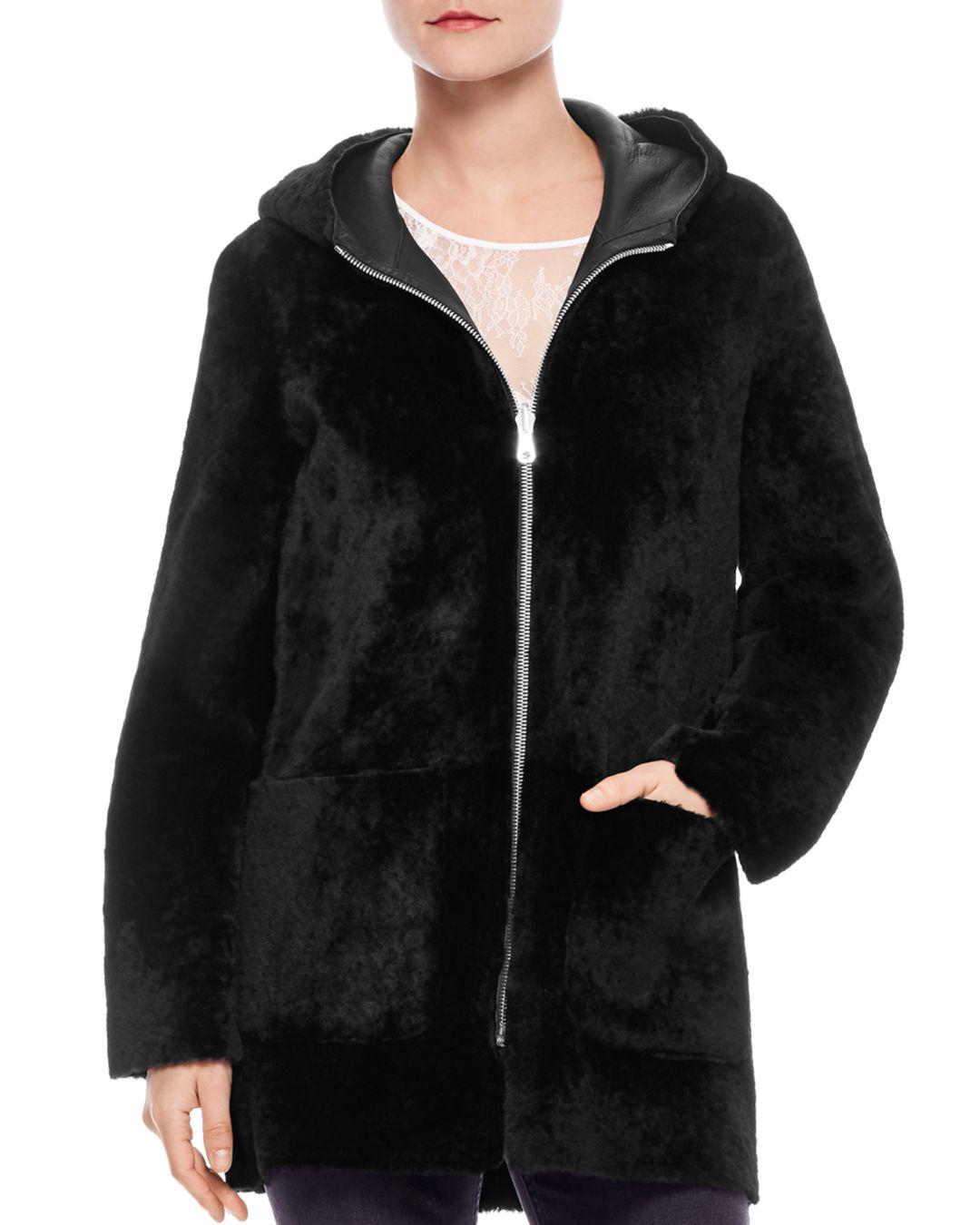 sandro reversible shearling coat