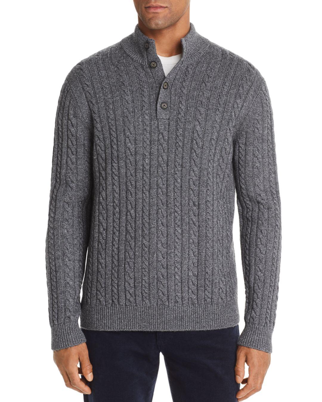 Bloomingdale's Wool Half - Button Cable Sweater in Gray for Men - Lyst