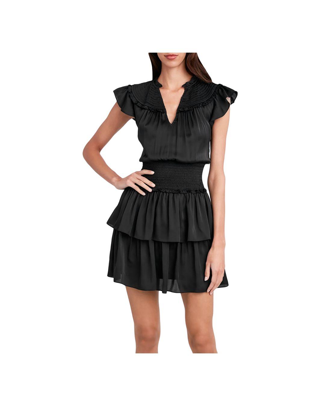 Tiered Ruffle Mini Dress in Black 