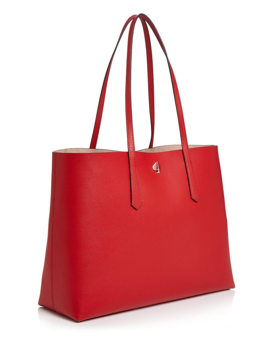 Kate Spade Large Leather Tote Bag in Red - Lyst