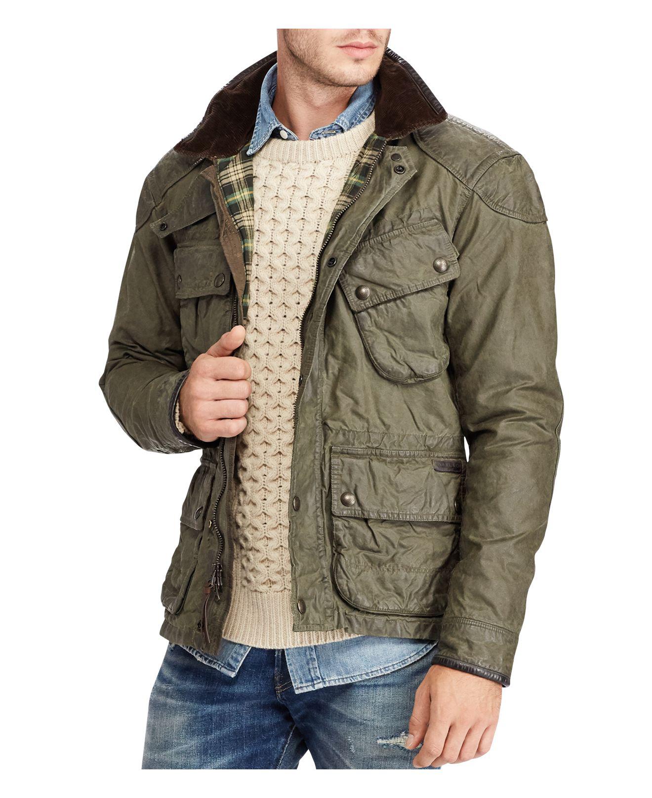 Polo Ralph Lauren Iconic Waxed Cotton Biker Jacket in Green for 