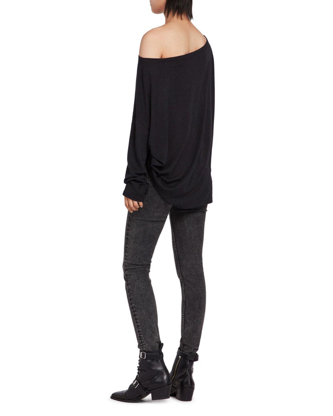 AllSaints Rita Oversized Tee in Black - Lyst