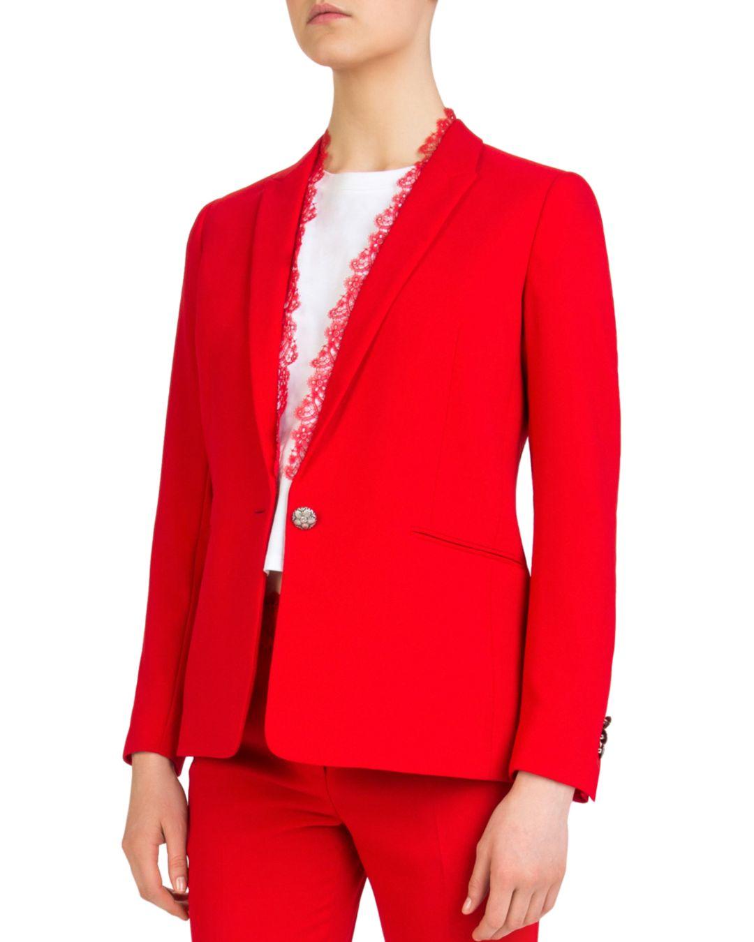 red crepe blazer