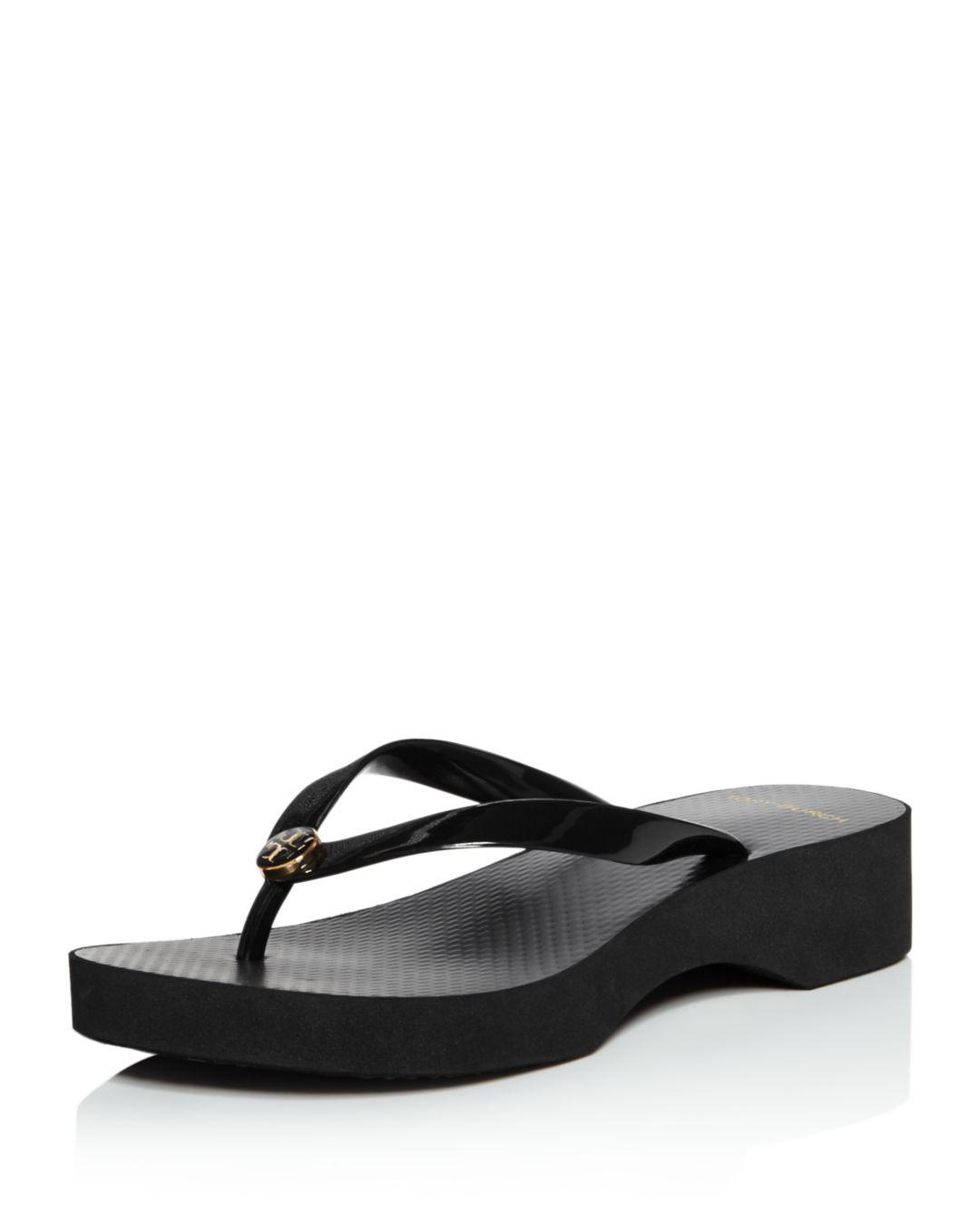 Tory Burch Rubber Women's Cut Out Wedge Flip Flops in Black Lyst