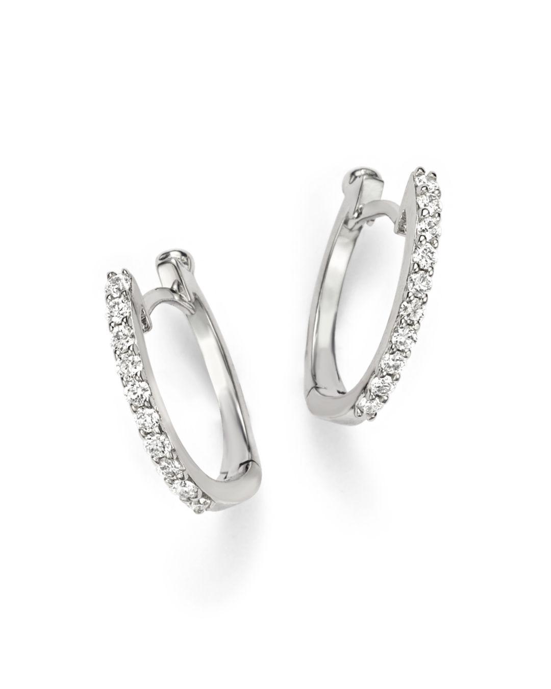White Gold Diamond Hoop Earrings Small Photos Earring And Jewelry Lyst Roberto Coin 18k White Gold Small Diamond Hoop Earrings In