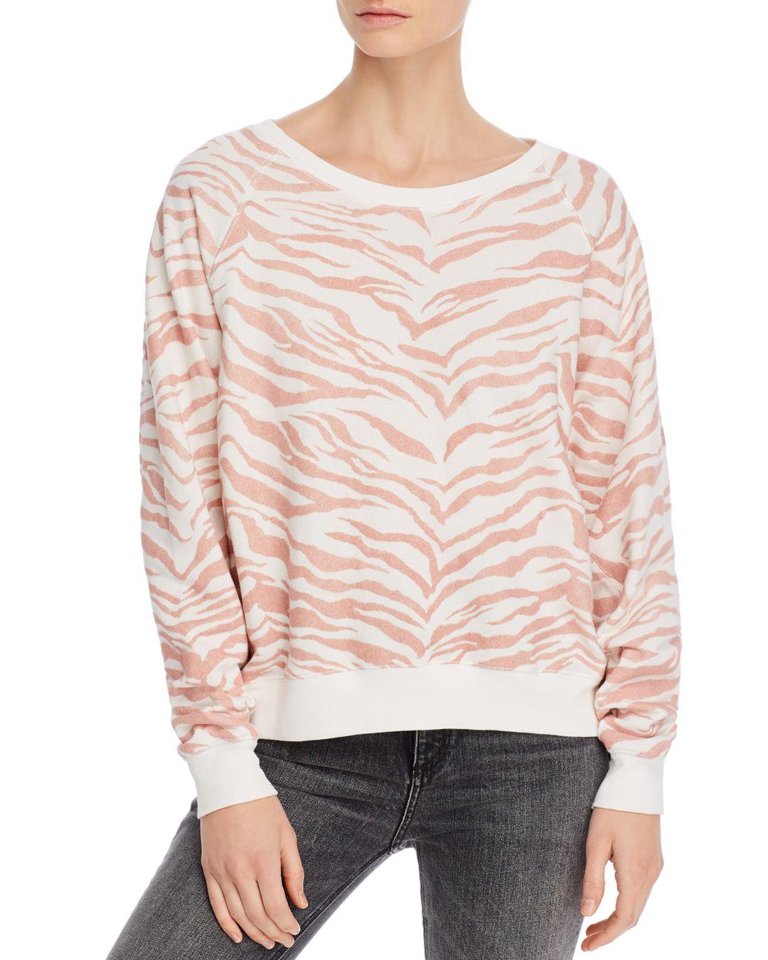 Rails Cotton Theo Flocked Animal Print Sweatshirt in Blush Tiger Stripes  (Pink) - Lyst