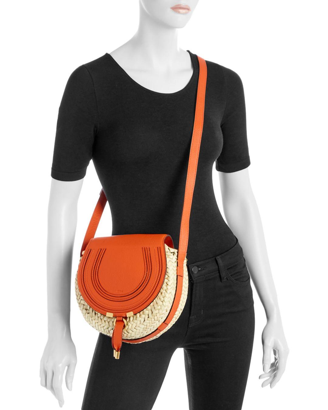 Chloé Leather Chloe Marcie Small Crossbody in Orange | Lyst