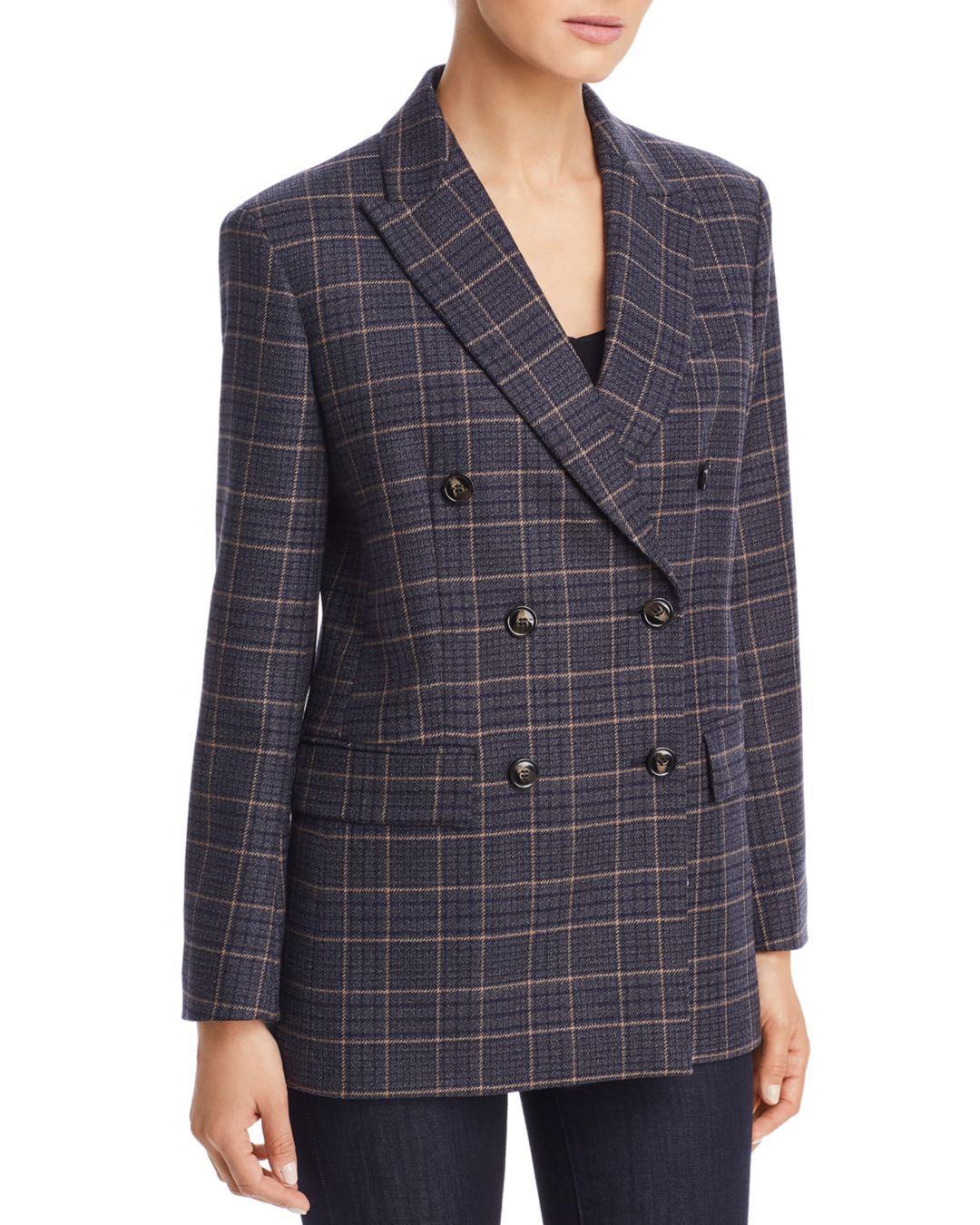 Weekend by Maxmara Campus Double - Breasted Check Wool Coat in 
