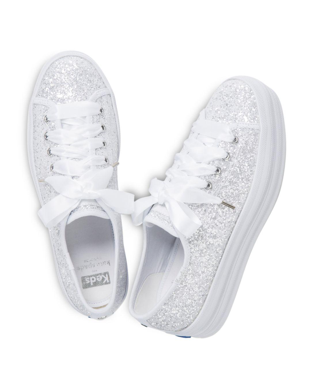 Keds Canvas Women's Triple Up Glitter Sneakers in White Lyst