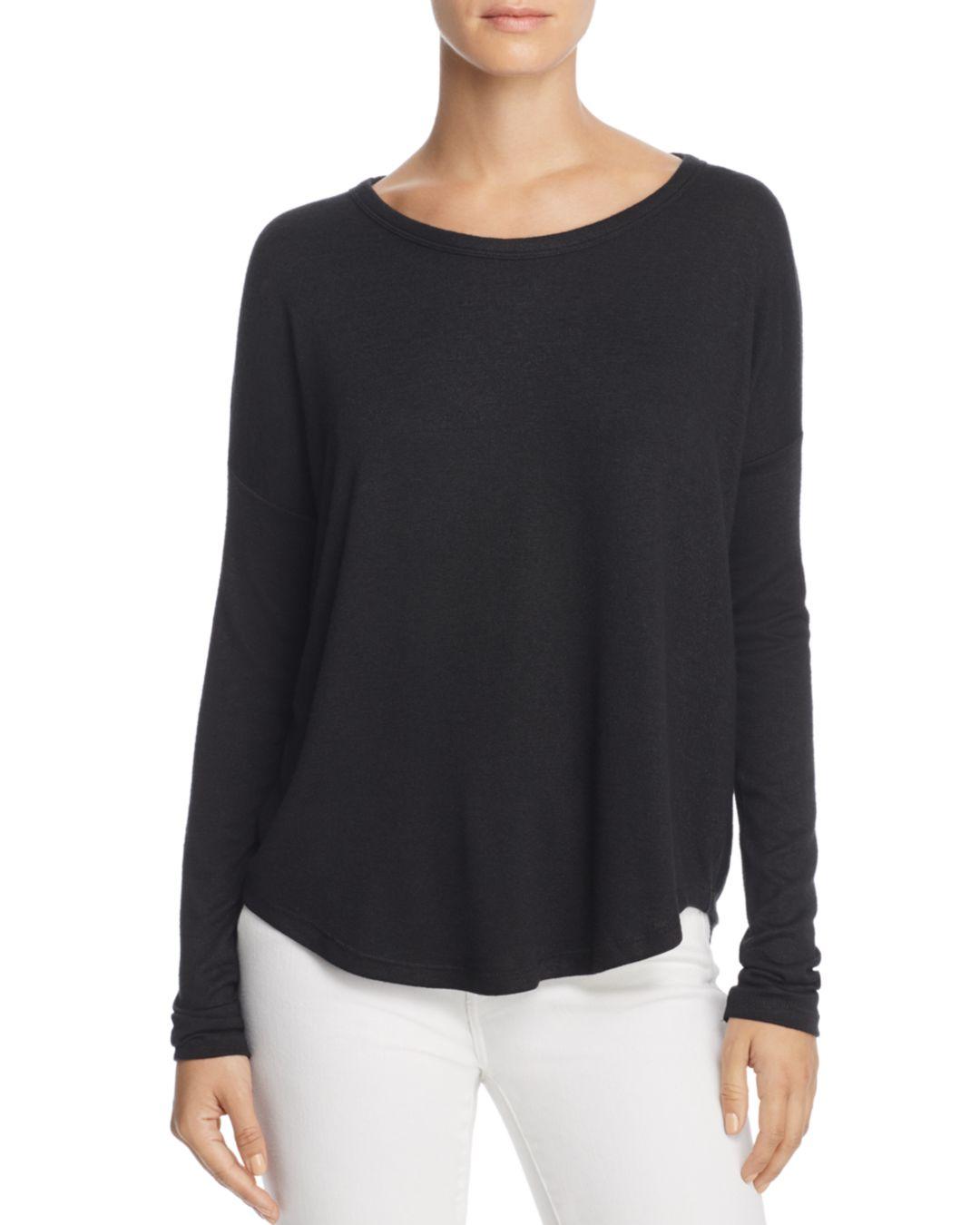 Rag & Bone Synthetic Long Sleeve Crewneck Top in Black - Lyst