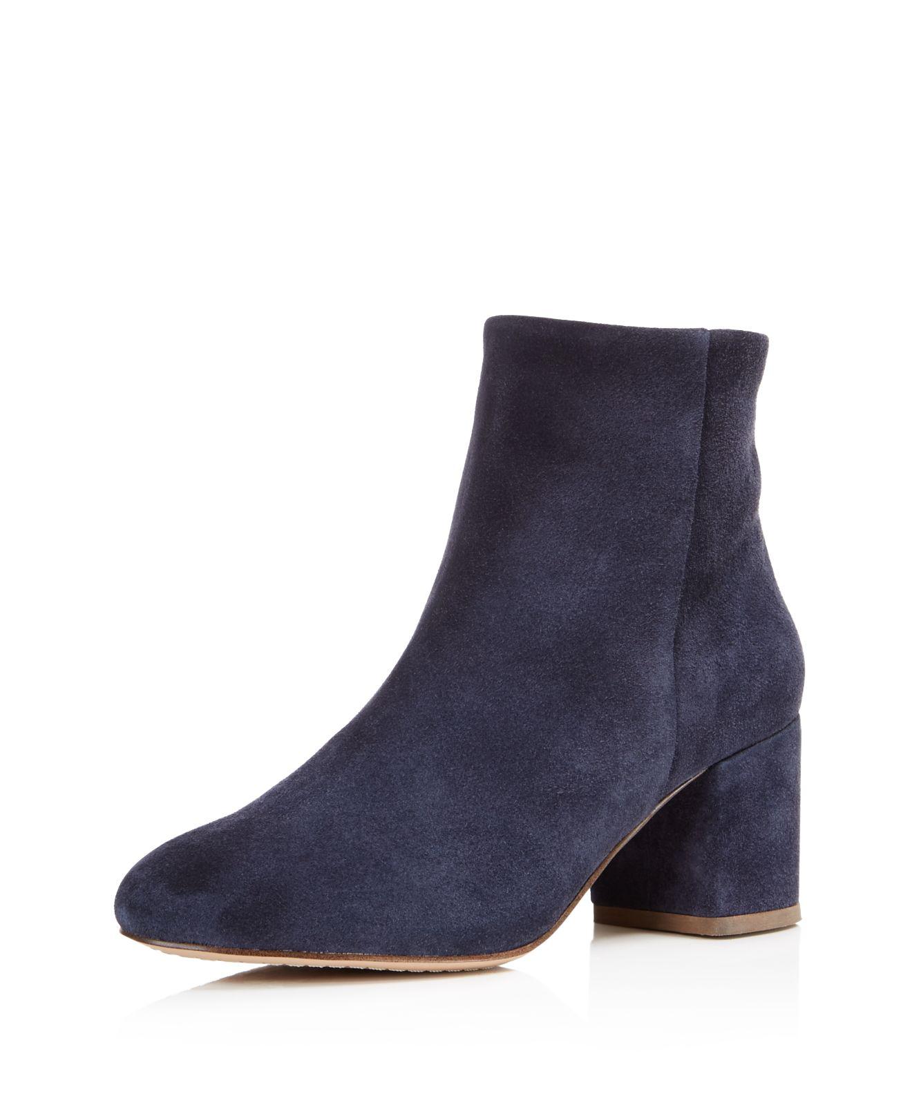 blue suede booties for women