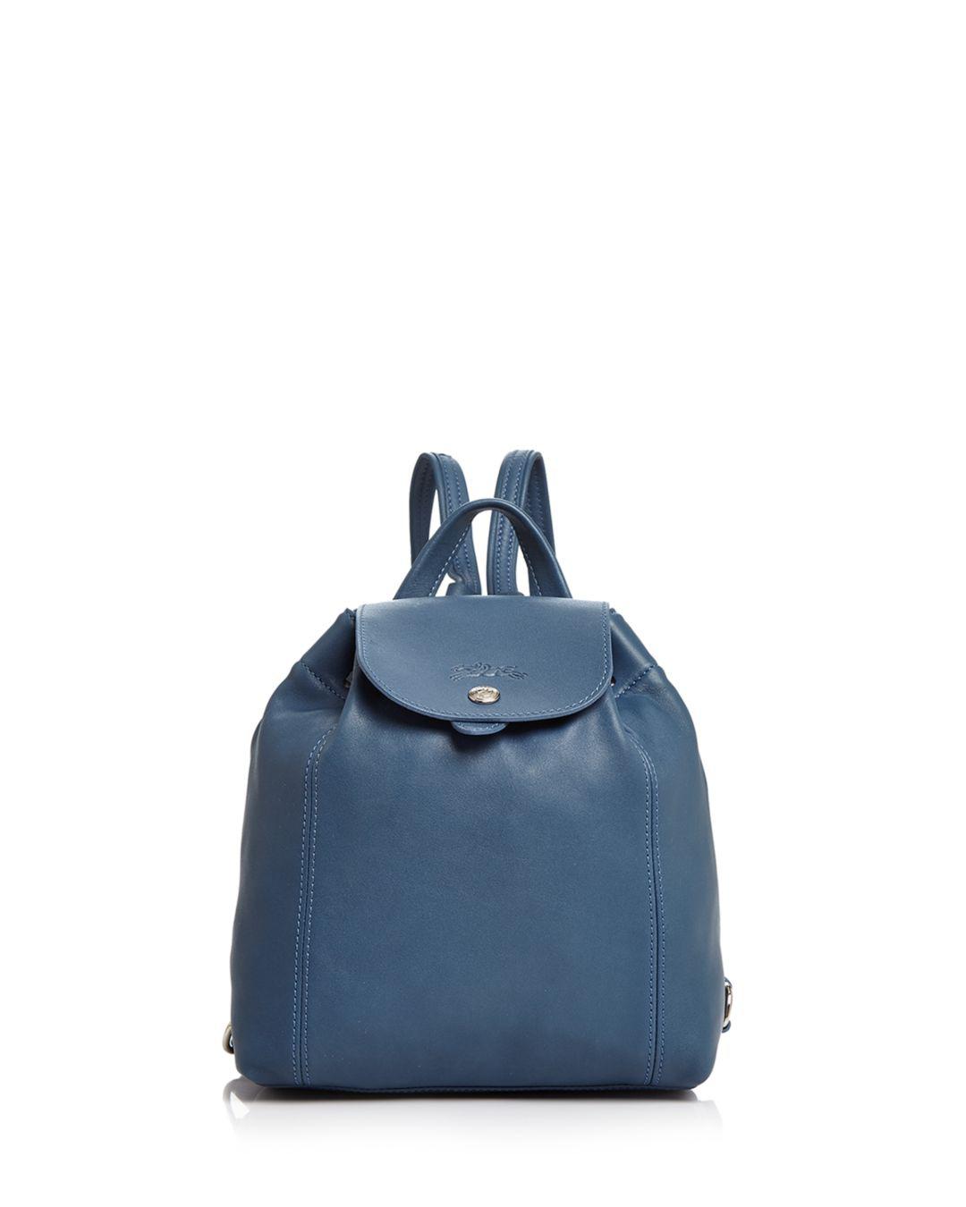 Longchamp Le Pliage Leather Backpack in Blue Lyst